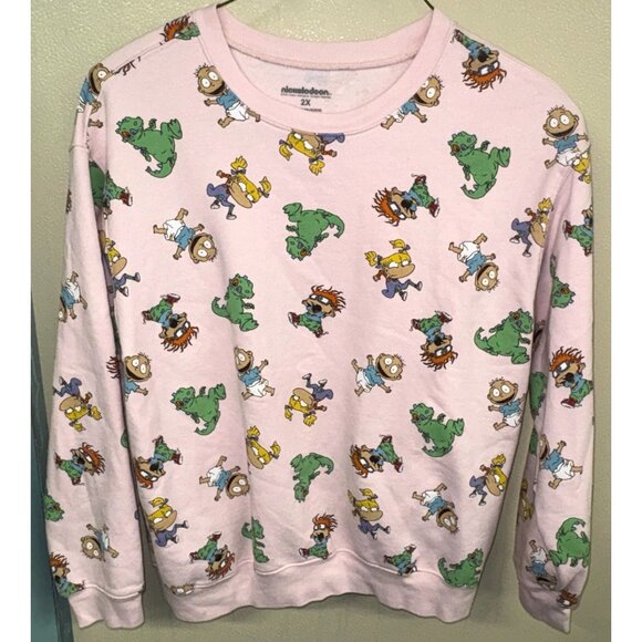 Nickelodeon Rugrats Pink Crewneck Sweatshirt 2X Reptar Angelica Tommy 2021 - Picture 1 of 10
